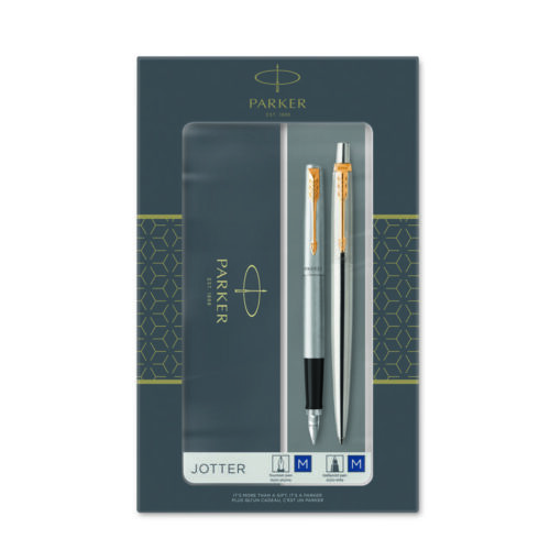 Parker poklon SET Jotter Stainless Steel GT - Hemijska olovka + Nalivpero
